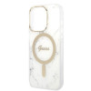 Guess GUBPP14LHMEACSH Capa + Carregador sem fios Apple iPhone 14 Pro branca Hardcase, Marble, MagSafe