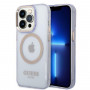 Capa rígida roxa Guess GUHMP14XHTCMU Apple iPhone 14 Pro Max, Gold Outline Translucent, MagSafe
