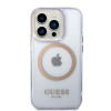 Capa rígida roxa Guess GUHMP14XHTCMU Apple iPhone 14 Pro Max, Gold Outline Translucent, MagSafe