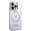Capa rígida roxa Guess GUHMP14XHTCMU Apple iPhone 14 Pro Max, Gold Outline Translucent, MagSafe