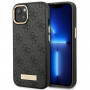 Guess GUHMP14MU4GPRK Capa rígida preta Guess para Apple iPhone 14 Plus / 15 Plus, 4G Logo Plate, MagSafe