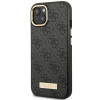 Guess GUHMP14MU4GPRK Capa rígida preta Guess para Apple iPhone 14 Plus / 15 Plus, 4G Logo Plate, MagSafe