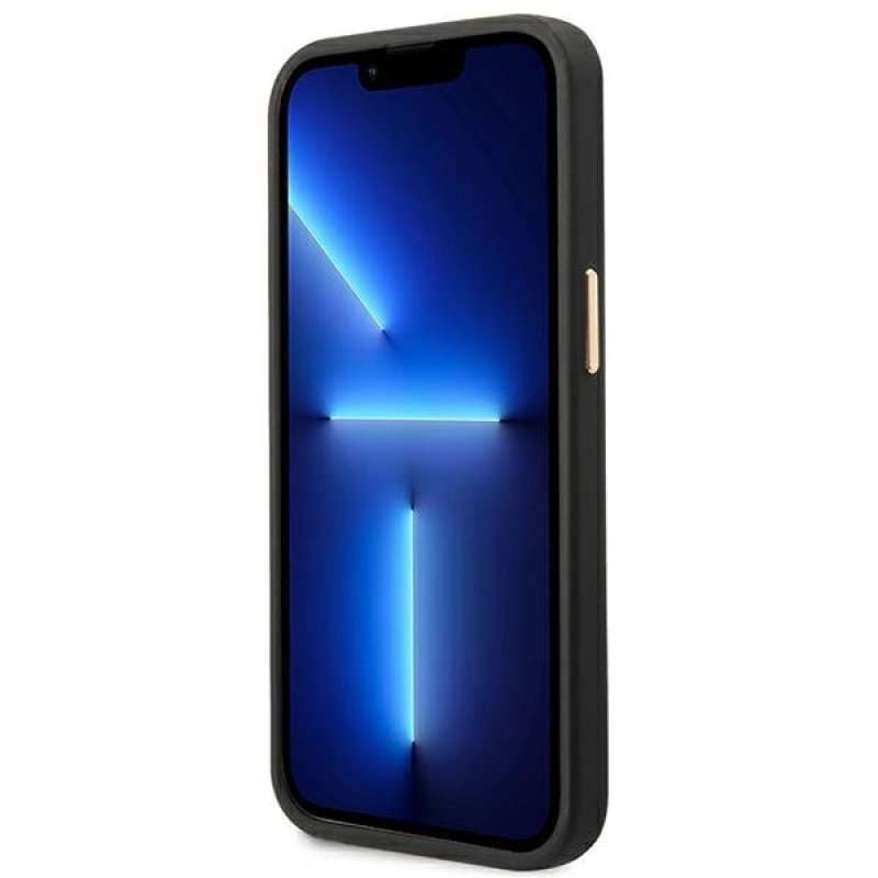 Guess GUHMP14MU4GPRK Capa rígida preta Guess para Apple iPhone 14 Plus / 15 Plus, 4G Logo Plate, MagSafe