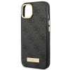 Guess GUHMP14MU4GPRK Capa rígida preta Guess para Apple iPhone 14 Plus / 15 Plus, 4G Logo Plate, MagSafe
