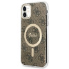 Guess GUBPN61H4EACSW Capa + Carregador sem fios para Apple iPhone 11, 4G Print, capa rígida castanha, MagSafe