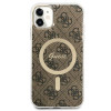 Guess GUBPN61H4EACSW Capa + Carregador sem fios para Apple iPhone 11, 4G Print, capa rígida castanha, MagSafe