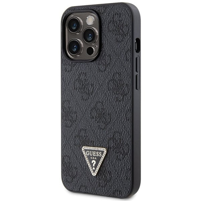 Guess GUHCP13LP4TDSCPK Capa rígida preta Guess Crossbody 4G Metal Logo para Apple iPhone 13/13 Pro