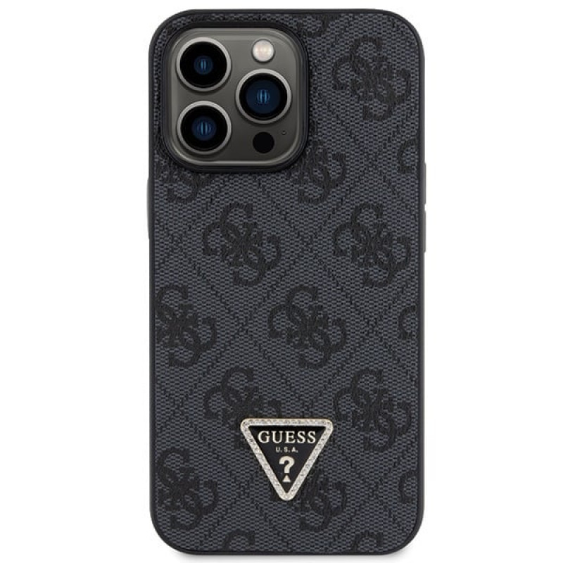 Guess GUHCP13LP4TDSCPK Capa rígida preta Guess Crossbody 4G Metal Logo para Apple iPhone 13/13 Pro