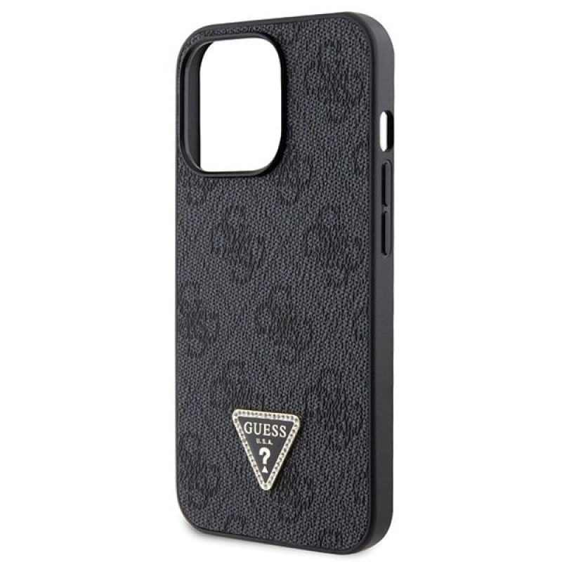 Guess GUHCP13LP4TDSCPK Capa rígida preta Guess Crossbody 4G Metal Logo para Apple iPhone 13/13 Pro