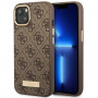 Guess GUHMP14MU4GPRW capa rígida castanha para Apple iPhone 14 Plus / 15 Plus, 4G Logo Plate, MagSafe