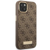 Guess GUHMP14MU4GPRW capa rígida castanha para Apple iPhone 14 Plus / 15 Plus, 4G Logo Plate, MagSafe