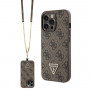 Guess GUHCP13LP4TDSCPW capa rígida castanha Apple iPhone 13/13 Pro, Crossbody 4G Metal Logo