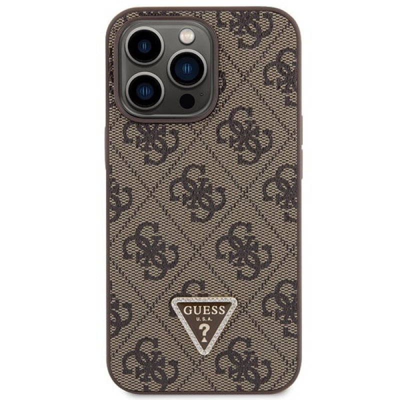 Guess GUHCP13LP4TDSCPW capa rígida castanha Apple iPhone 13/13 Pro, Crossbody 4G Metal Logo