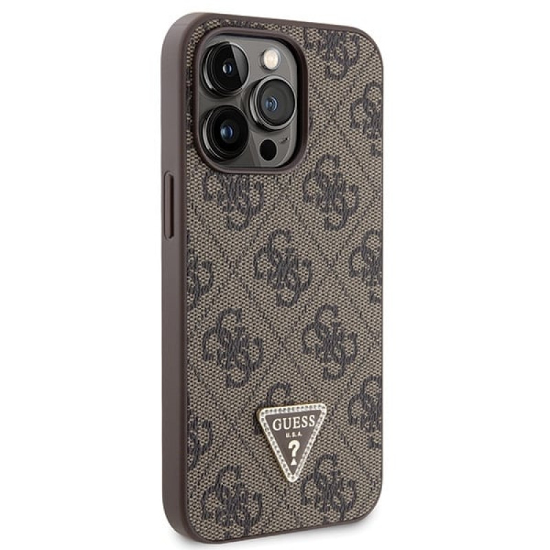 Guess GUHCP13LP4TDSCPW capa rígida castanha Apple iPhone 13/13 Pro, Crossbody 4G Metal Logo