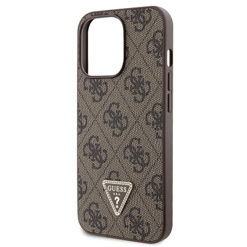 Guess GUHCP13LP4TDSCPW capa rígida castanha Apple iPhone 13/13 Pro, Crossbody 4G Metal Logo