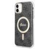 Guess GUBPN61H4EACSK Capa + Carregador Sem Fios para Apple iPhone 11, 4G Print, capa rígida preta, MagSafe