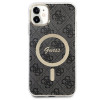 Guess GUBPN61H4EACSK Capa + Carregador Sem Fios para Apple iPhone 11, 4G Print, capa rígida preta, MagSafe