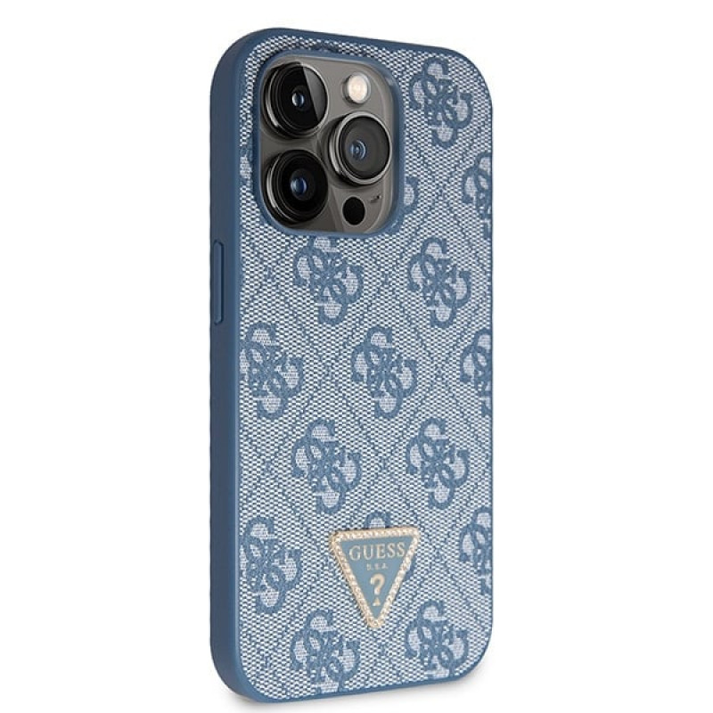 Guess GUHCP14XP4TDSCPB capa rígida azul para Apple iPhone 14 Pro Max, Crossbody 4G Metal Logo