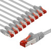 Cabo de patch Goobay CAT 6 S/FTP (PiMF), 5 m, cinzento, conjunto de 10, condutor de cobre (CU), bainha sem halogéneos (LSZH)