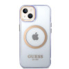 Capa rígida roxa Guess GUHMP14SHTCMU para Apple iPhone 14, Gold Outline Translucent, MagSafe