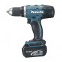 Makita DDF453RFE Berbequim sem fio com 2 baterias e bucha sem chave, preto/azul