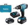 Makita DDF453RFE Berbequim sem fio com 2 baterias e bucha sem chave, preto/azul