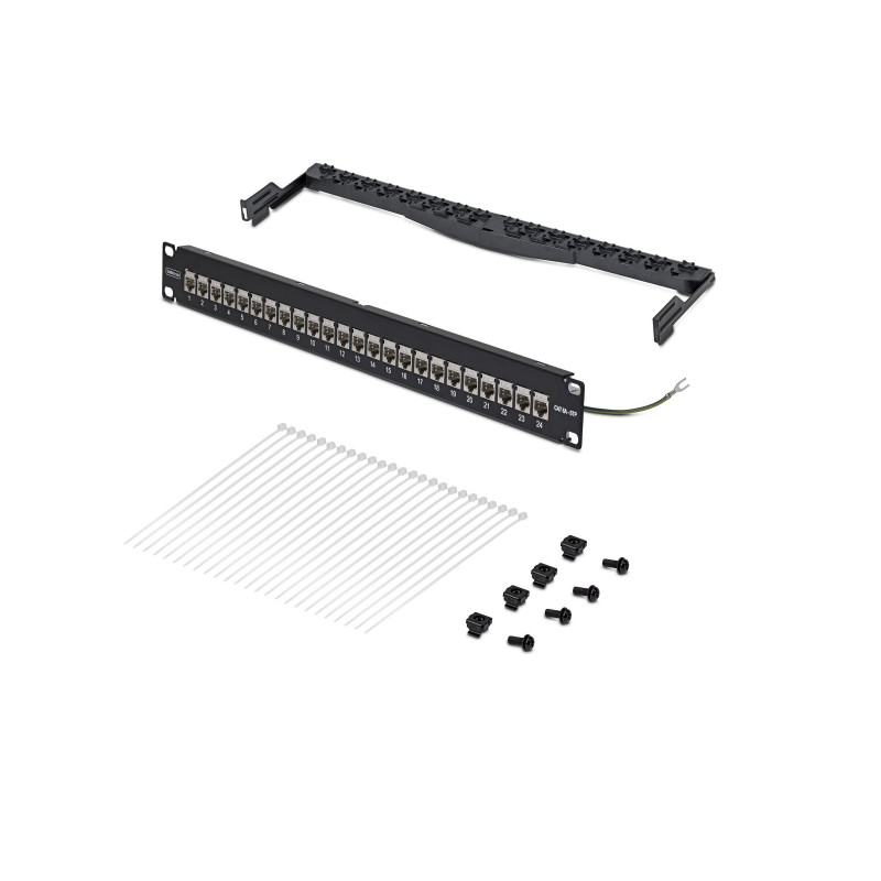 StarTech.com C6APANELSTP241UFT Painel de ligação passante 24 portas 1U, Cat6a blindado, RJ45, 19", preto