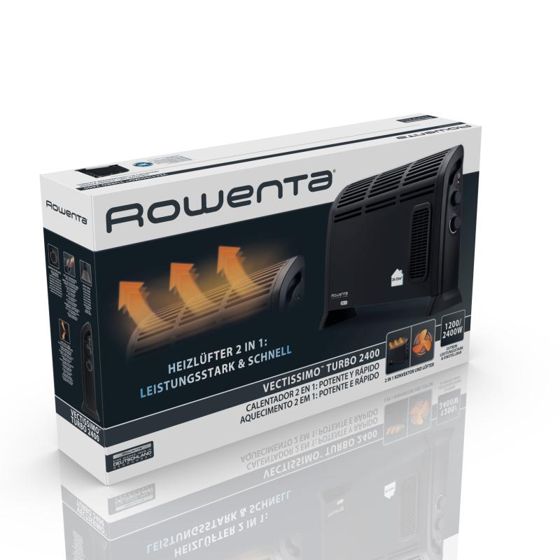 Rowenta Vectissimo Turbo CO3035F1 convector com ventilador, 2400 W, preto