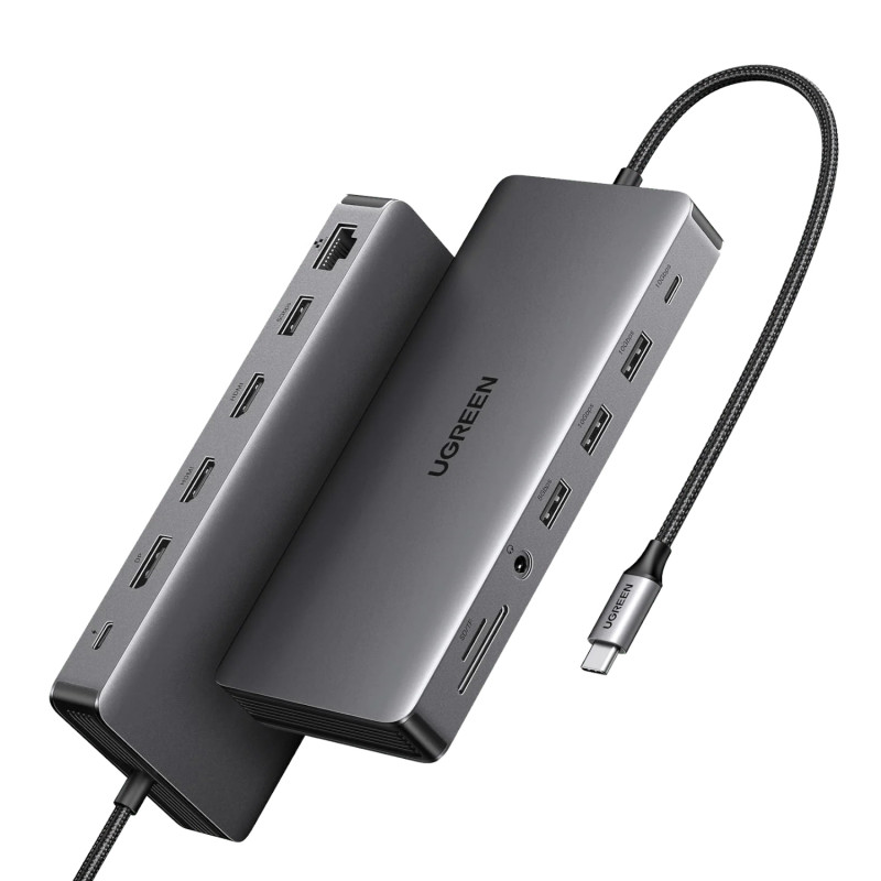 Estação de acoplamento USB-C para portátil Ugreen Revodok Pro 313 (15978), UGR1851, 100 W, cinzento
