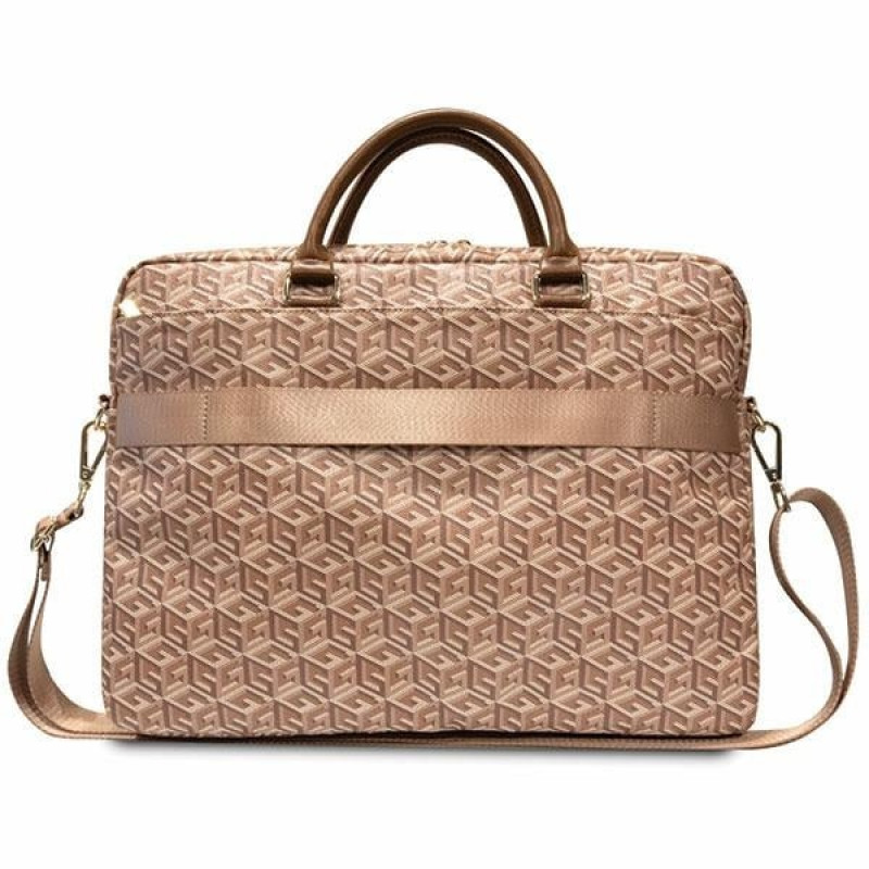 Mala para portátil Guess GCube Stripes GUCB15HGCFSEW, até 16", castanha