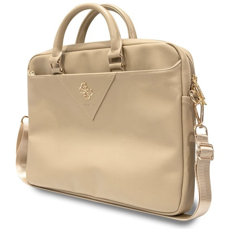 Mala para portátil Guess GUCB15ZPGSTEGD de 16 polegadas, Triangle 4G, dourado claro