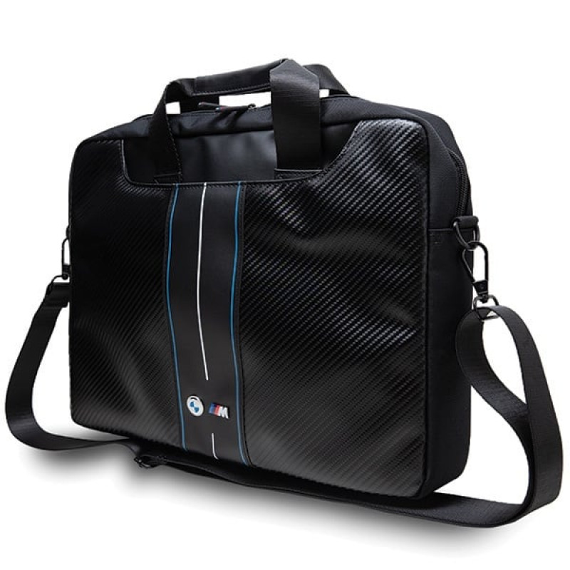 Mala para portátil BMW BMCB15COMSCAKL 15", Carbon Blue Stripes, preta