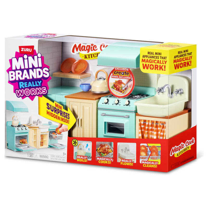 Conjunto de brincar de cozinha ZURU Mini Brands Magic Cook Kitchen Playset Series 1