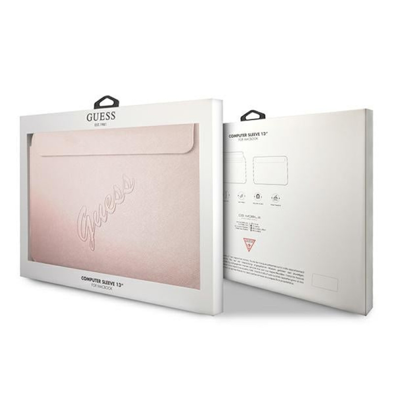Guess GUCS13PUSASPI Saffiano Script capa para portátil de 13", rosa