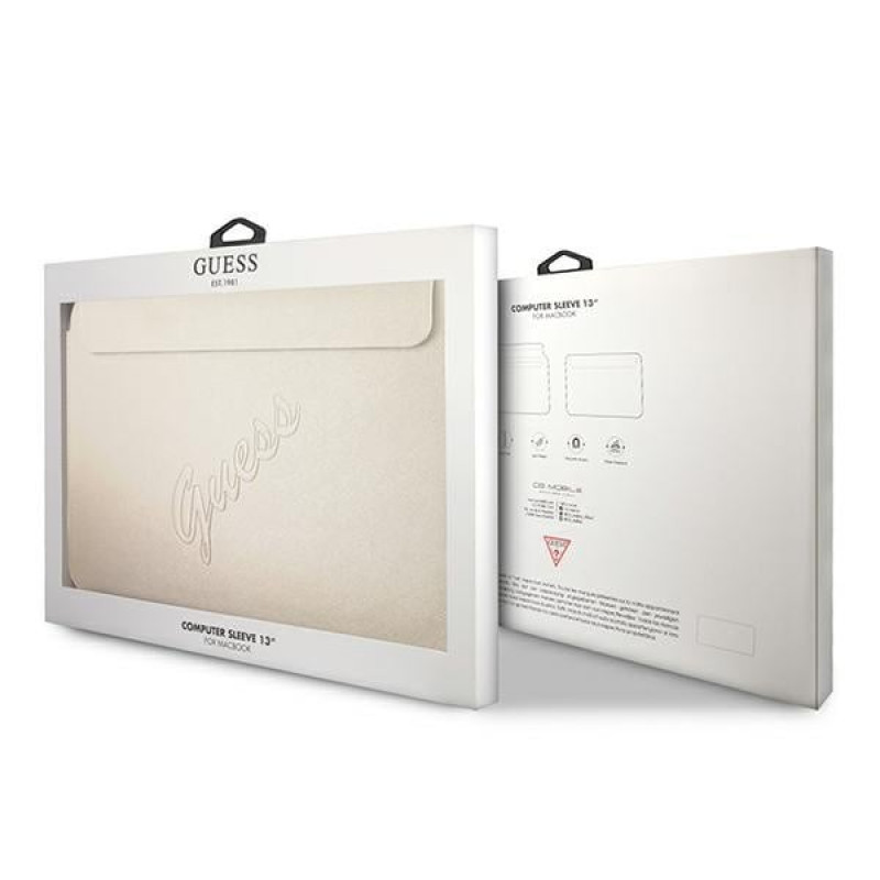 Capa Guess GUCS13PUSASLG Saffiano Script para portátil de 13" dourada