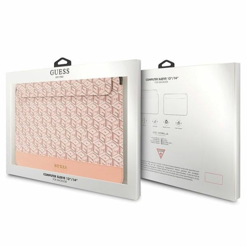 Capa para portátil Guess GUCS14HGCFSEP 14", GCube Stripes, rosa