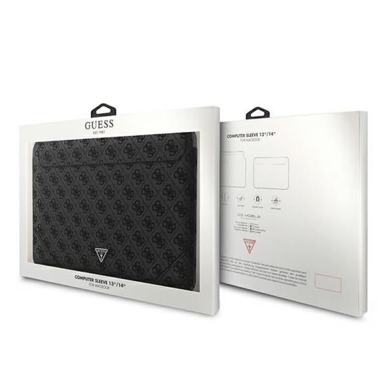 Capa para portátil Guess GUCS14P4TK 13/14 polegadas, 4G Uptown Triangle, preta
