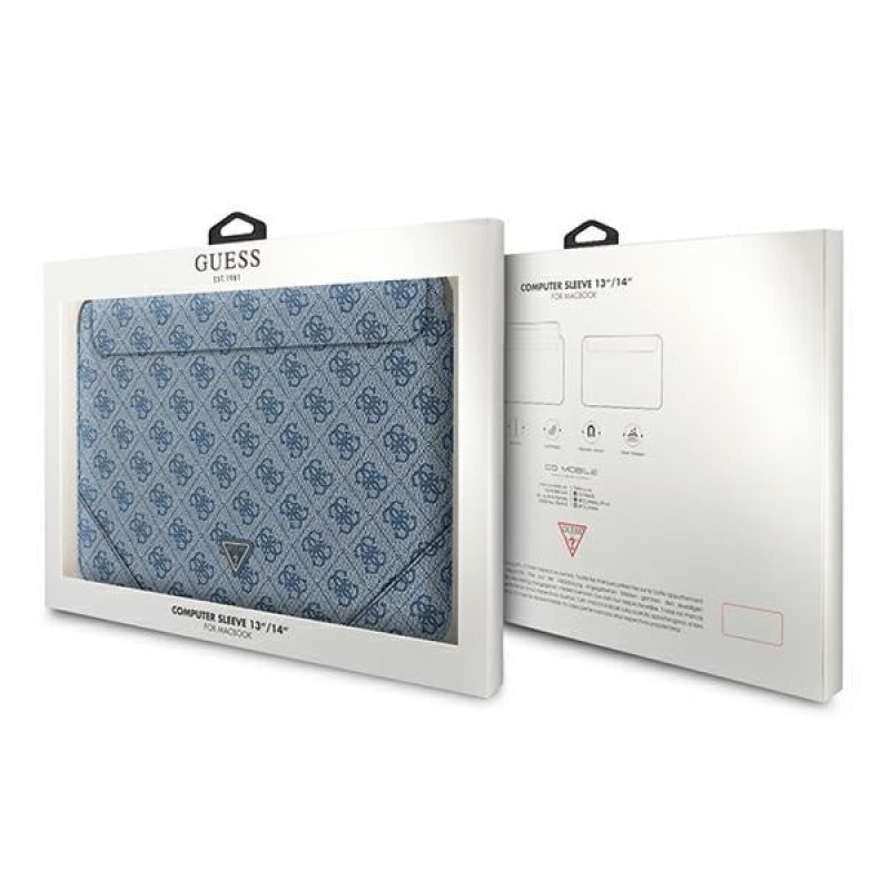 Capa para portátil Guess GUCS14P4TB 13/14 polegadas, 4G Uptown Triangle, azul