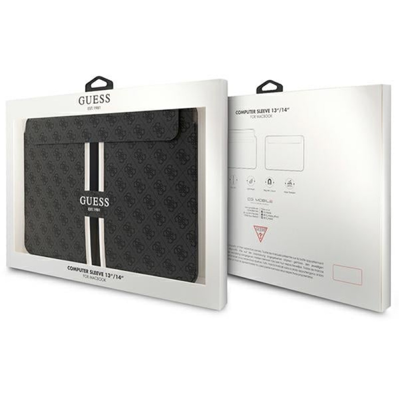 Capa para portátil Guess GUCS14P4RPSK 14 polegadas, 4G Printed Stripes, preta