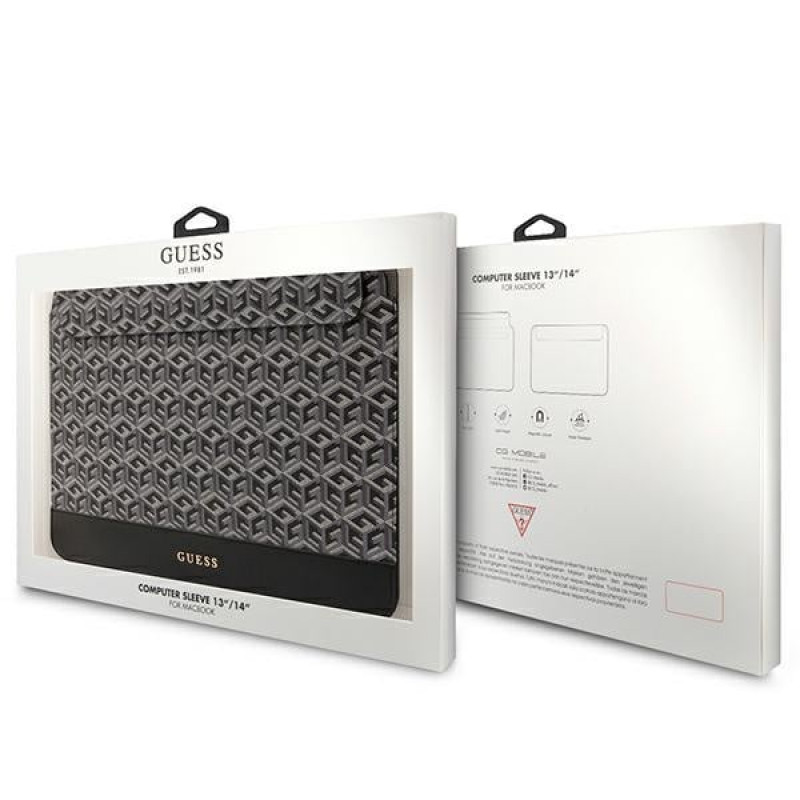 Capa para portátil Guess GUCS14HGCFSEK 14 polegadas, GCube Stripes, preta