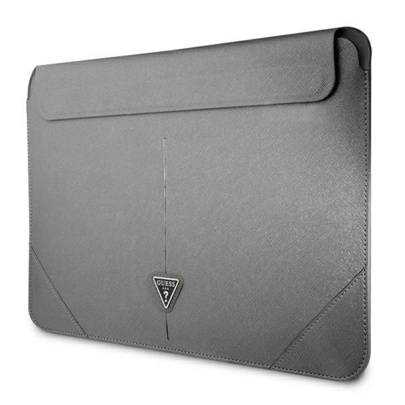 Capa para portátil Guess GUCS14PSATLG 13/14 polegadas, Saffiano Triangle, prateada