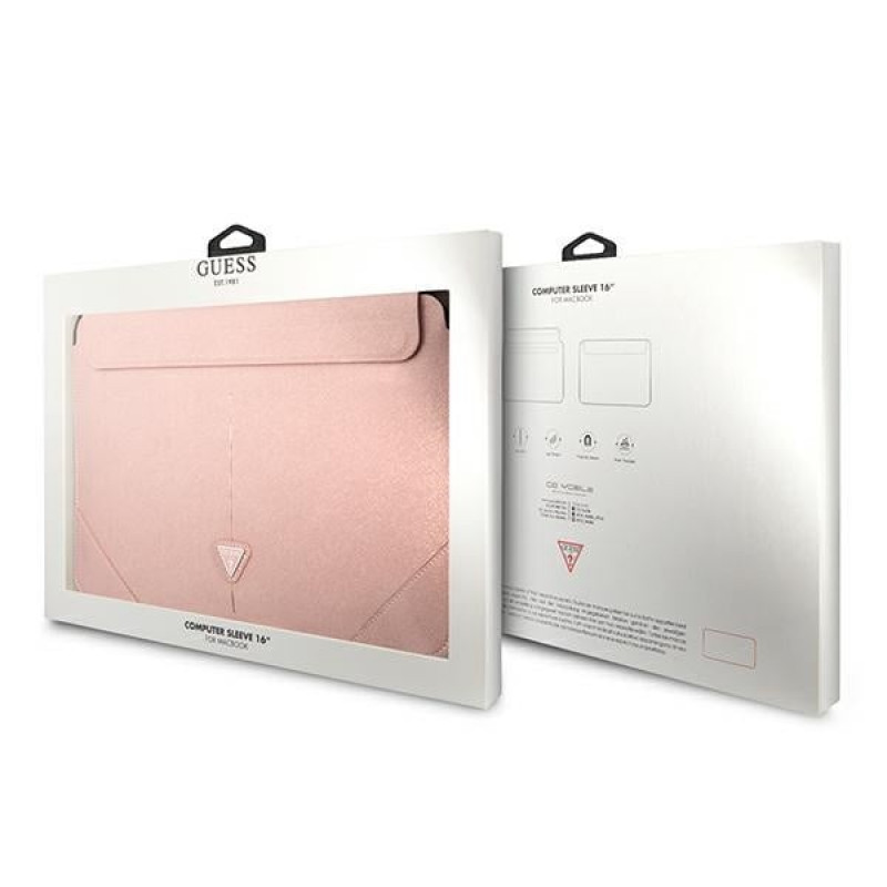Capa para portátil Guess GUCS16PSATLP 16 polegadas, Saffiano Triangle, rosa