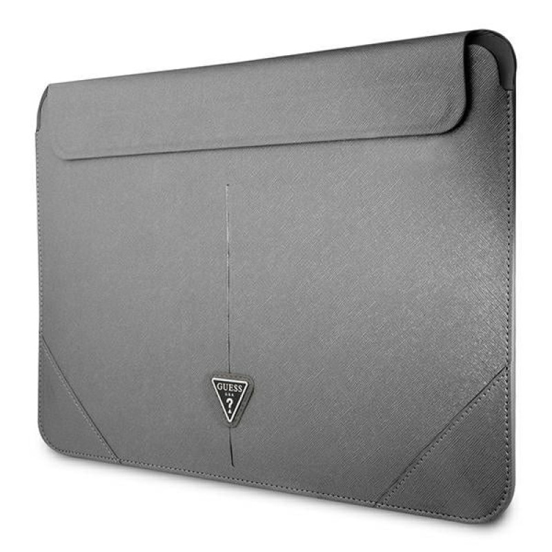 Capa para portátil Guess GUCS16PSATLG 16 polegadas, Saffiano Triangle, prateada