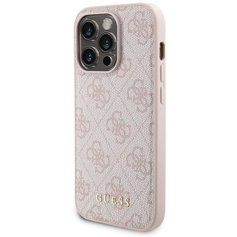 Guess GUBPM5P15L4GEMGP Conjunto capa rígida para Apple iPhone 15 Pro + powerbank MagSafe 5000 mAh, 4G Metal Logo, rosa
