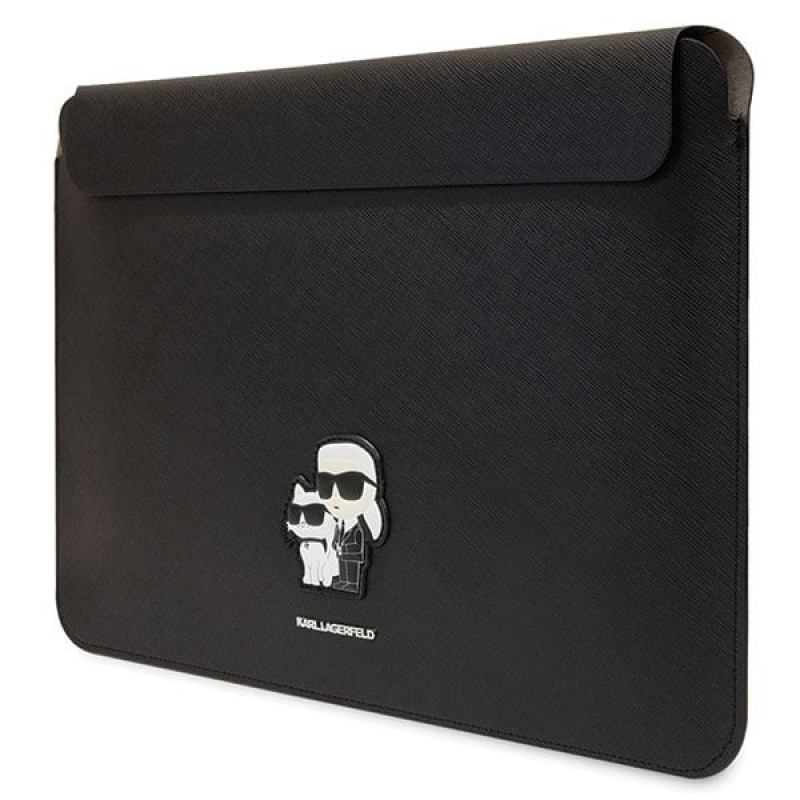 Mala para portátil Karl Lagerfeld KLCS14SAKCPMK para 14 polegadas, preta, Saffiano Karl&Choupette
