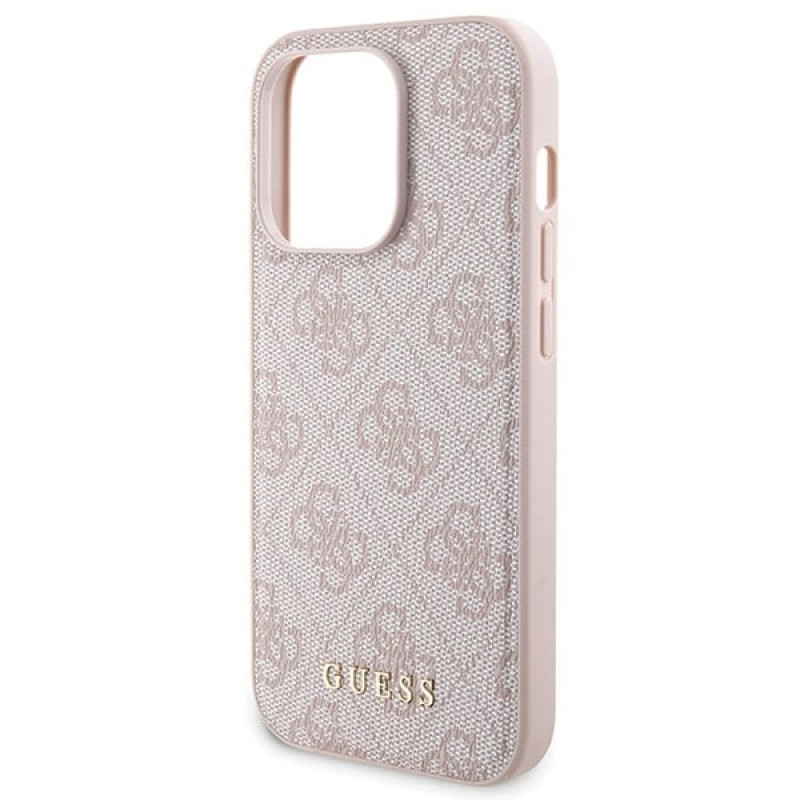 Guess GUBPM5P14L4GEMGP Apple iPhone 14 Pro capa rígida + 5000 mAh MagSafe powerbank pacote, 4G Metal Logo, rosa