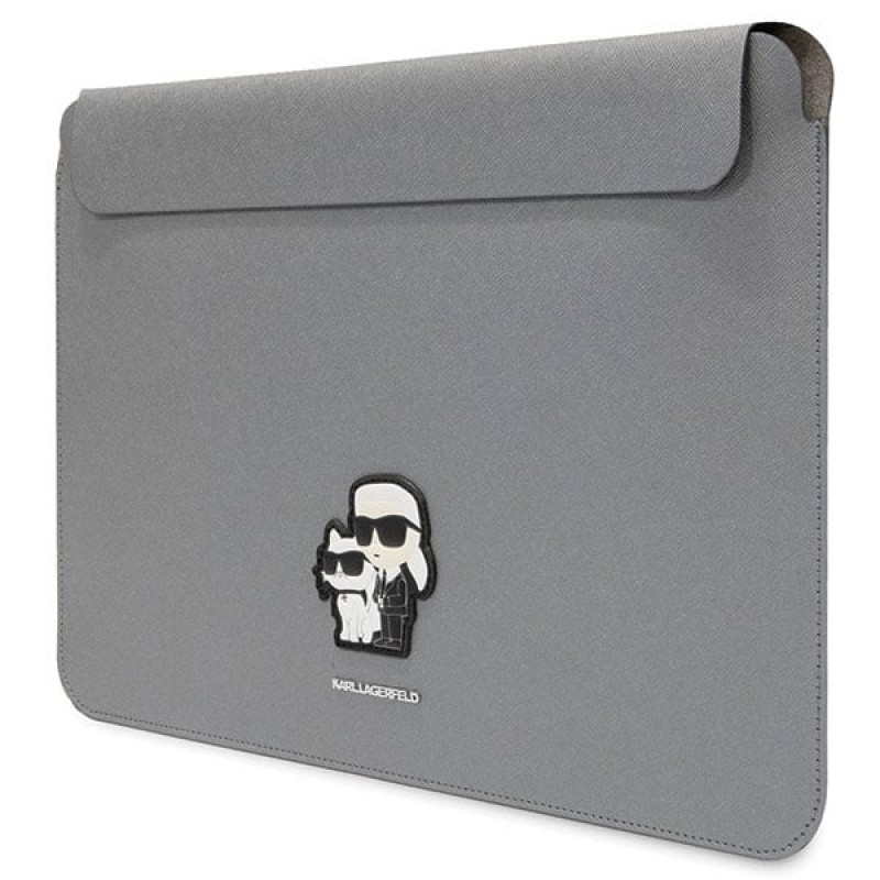 Karl Lagerfeld KLCS14SAKCPMG Capa para portátil de 14", prateada, Saffiano Karl&Choupette