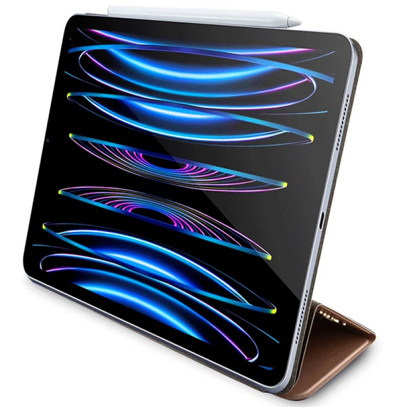 Guess GUFCP12PS4SGP Apple iPad Pro 12.9" (2020/2021/2022, 4.ª/5.ª/6.ª geração) capa tipo livro, 4G Stripe Allover, rosa