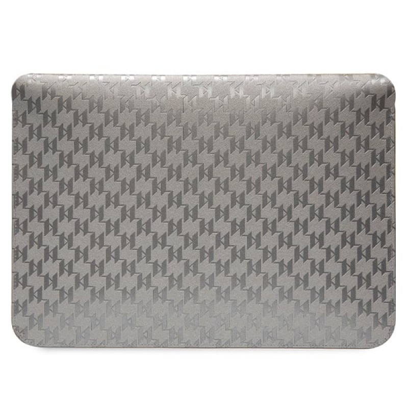 Mala para portátil Karl Lagerfeld KLCS14SAKHPCG para 14 polegadas, prateada, Saffiano Monogram Choupette
