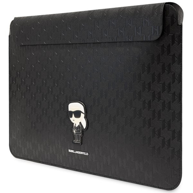 Karl Lagerfeld KLCS14SAKHPKK Mala para portátil de 14", preta, Saffiano Monogram Ikonik